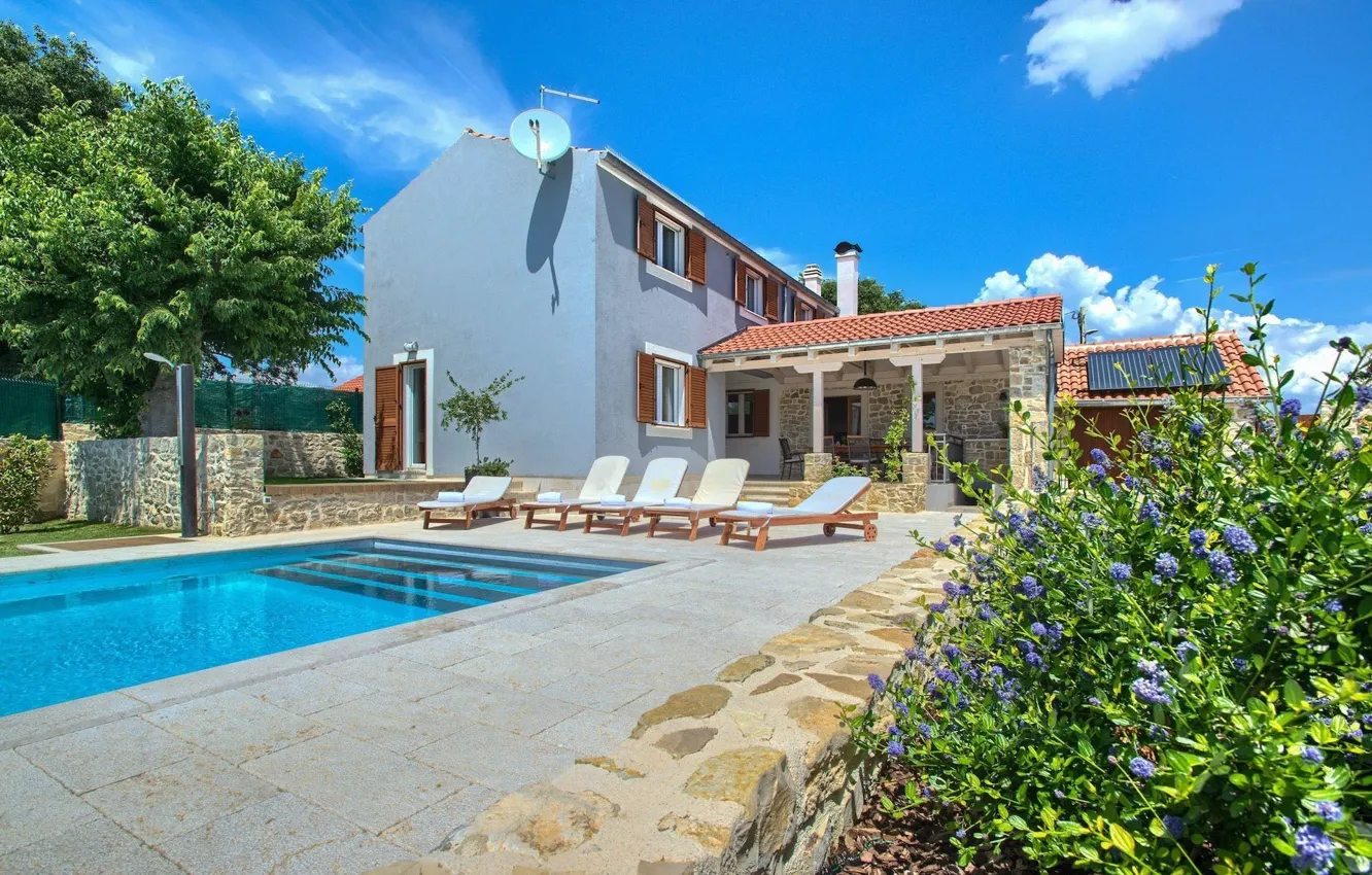 Photo wallpaper Villa, pool, architecture, terrace, Croatia, Zadar, Villa Bandela