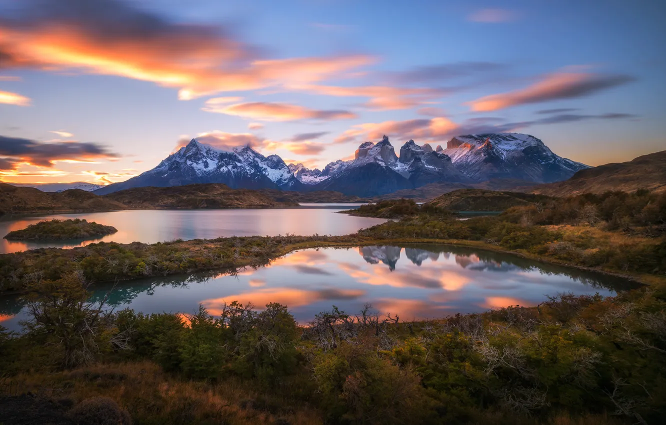 Photo wallpaper lake, Chile, South America, Patagonia, the Andes mountains
