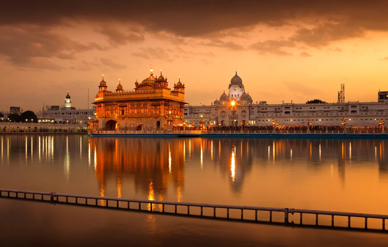 Photo wallpaper India, Amritsar, Golden temple, Golden Sahib, Punjab
