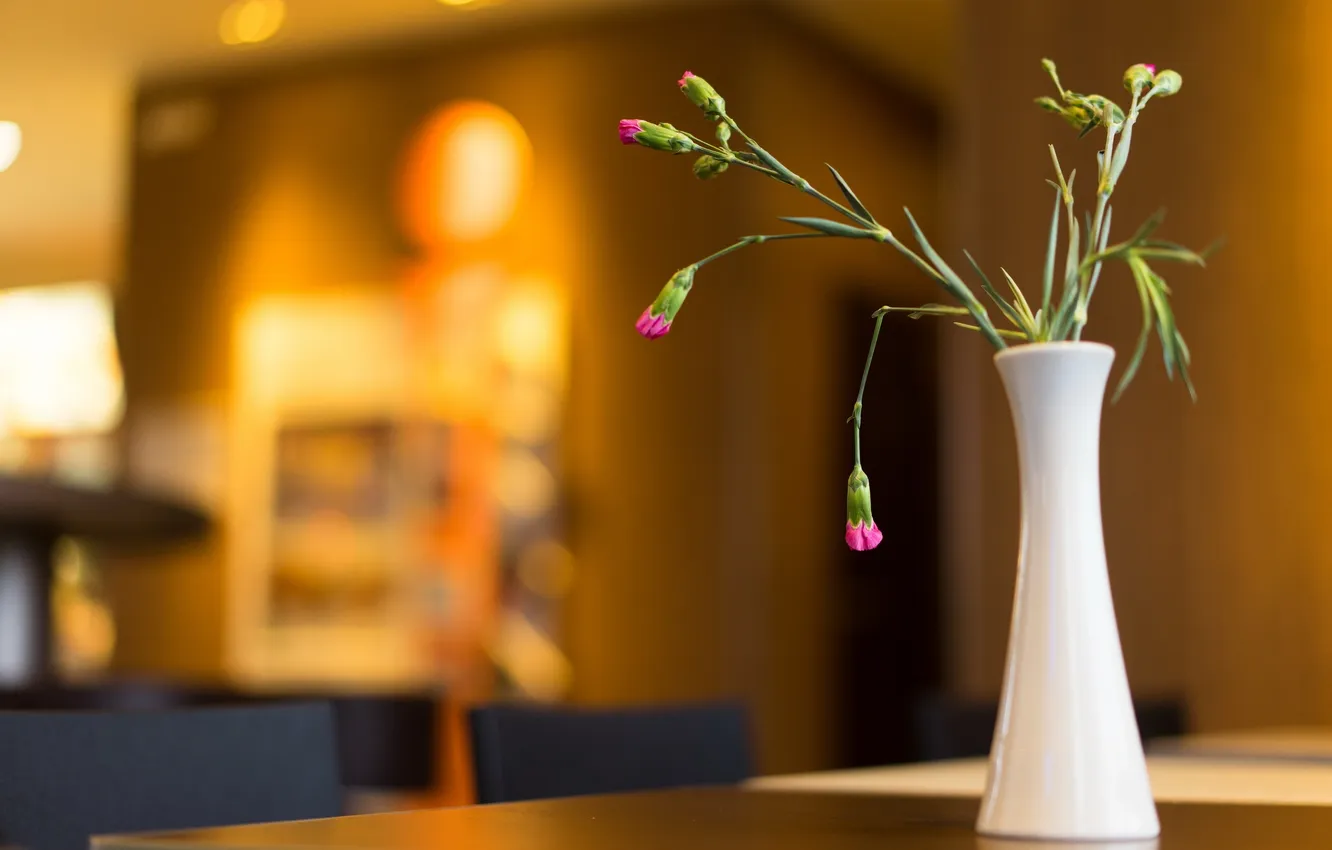 Photo wallpaper flowers, table, vase