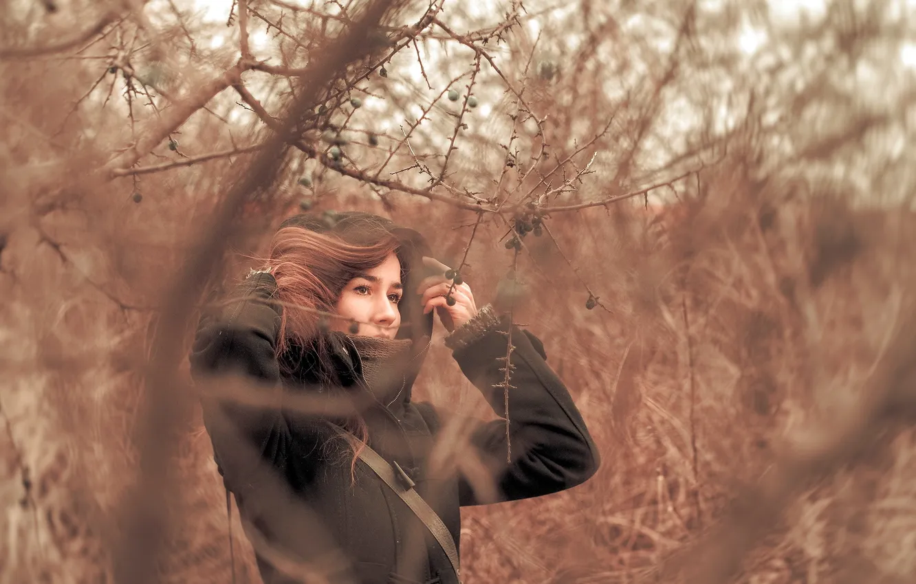 Photo wallpaper girl, nature, mood