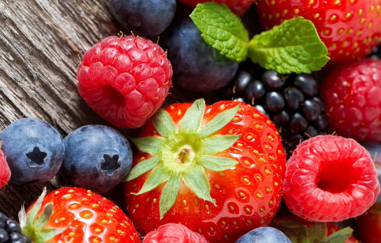 Photo wallpaper macro, close-up, raspberry, strawberry, berry, BlackBerry, bokeh, chernoka