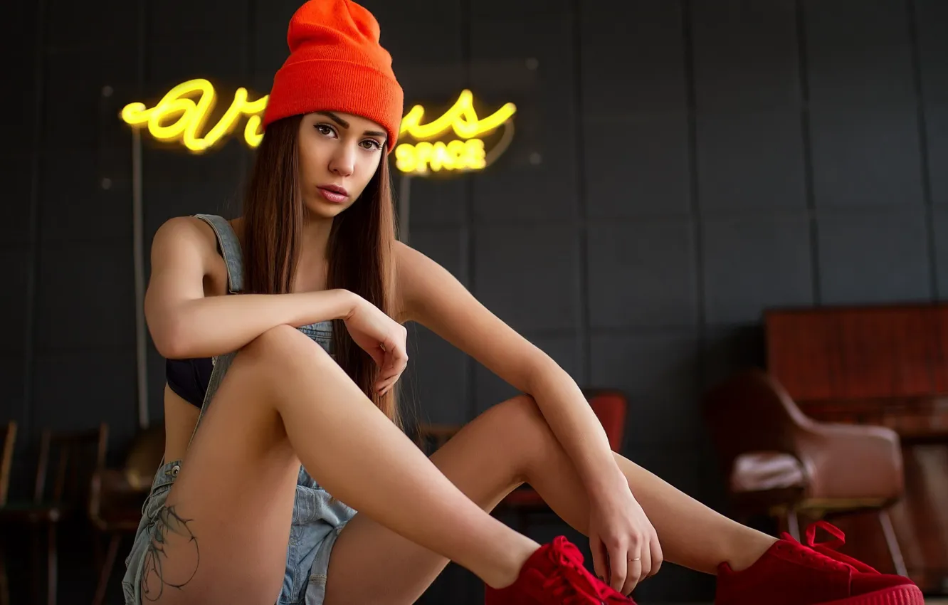 Photo wallpaper look, pose, feet, shorts, hands, tattoo, cap, Cyril Zakirov