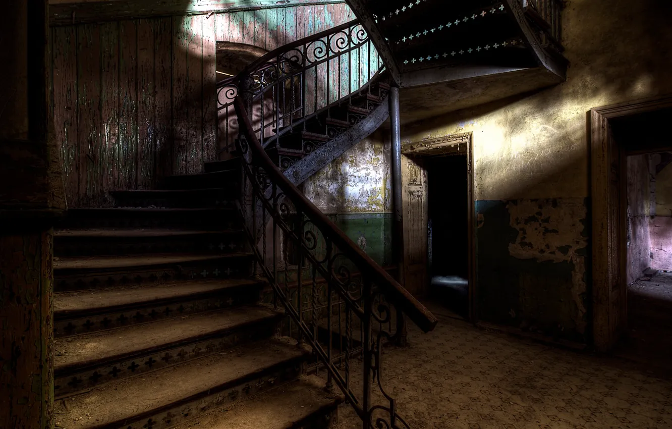 Photo wallpaper wall, dust, ladder, abandoned