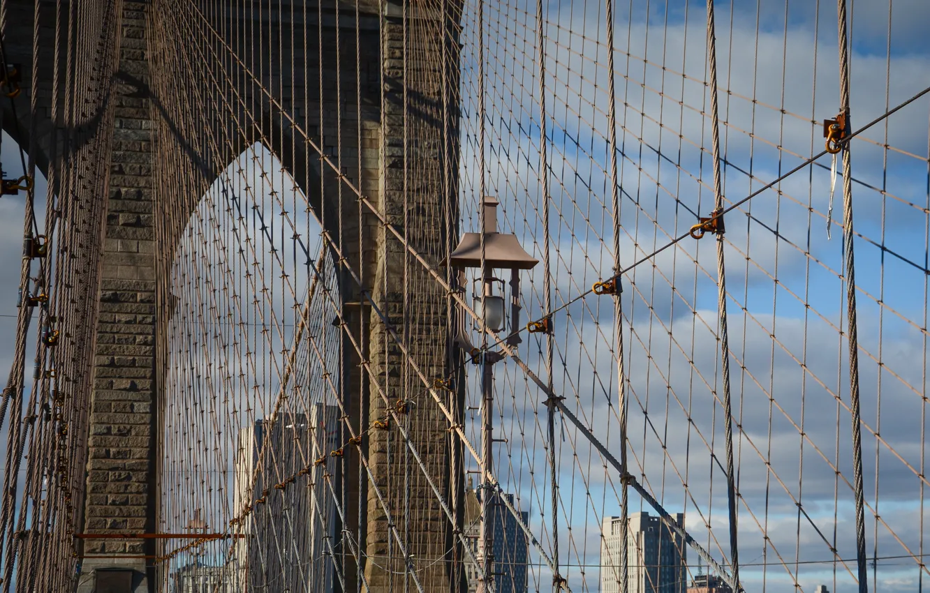 Photo wallpaper bridge, New York, rope, the cable