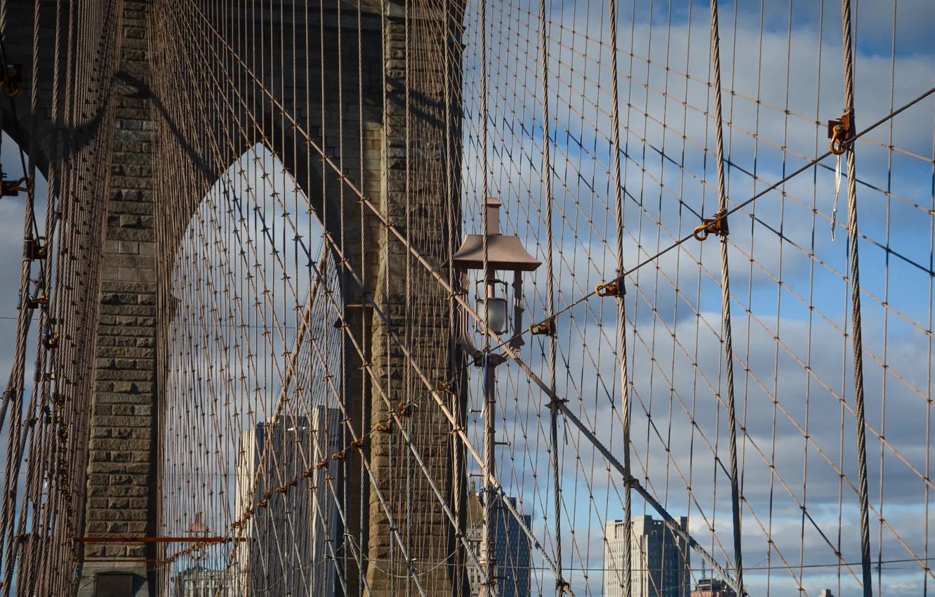 Photo wallpaper bridge, New York, ropes, cables