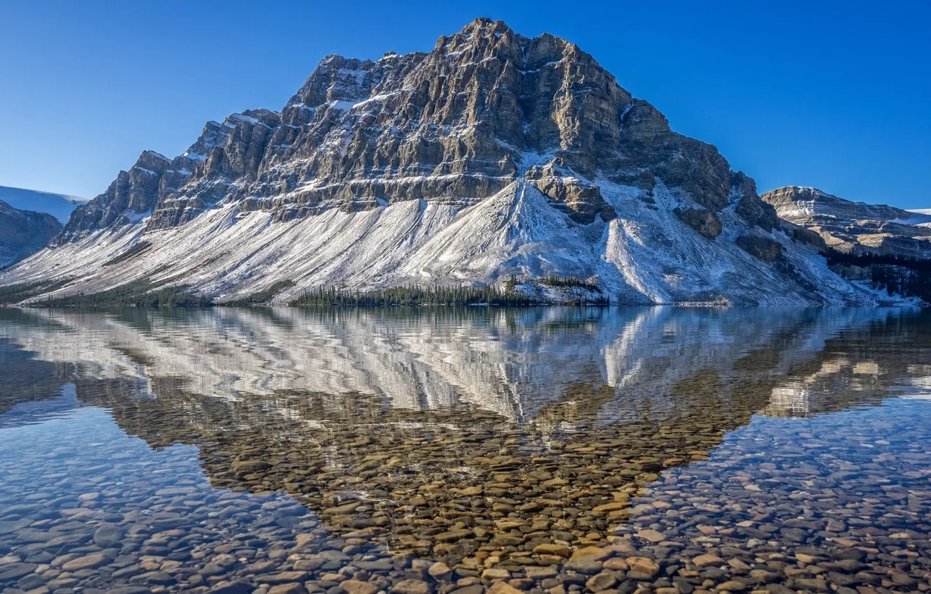 Photo wallpaper mountains, lake, reflection, mountain