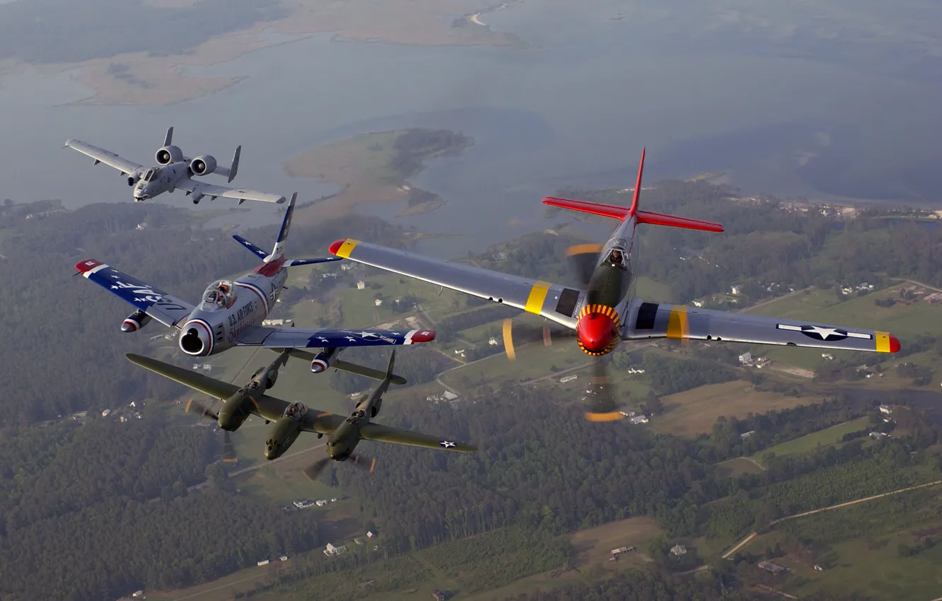 Photo wallpaper flight, Mustang, aircraft, P-51, Lightning, A-10, Thunderbolt, Sabre