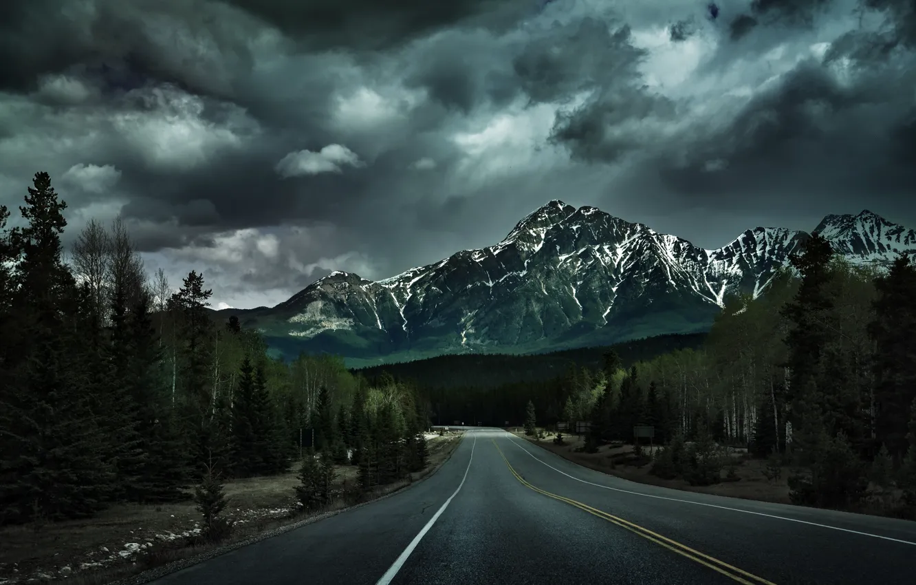 Photo wallpaper road, landscape, mountain, landscapes