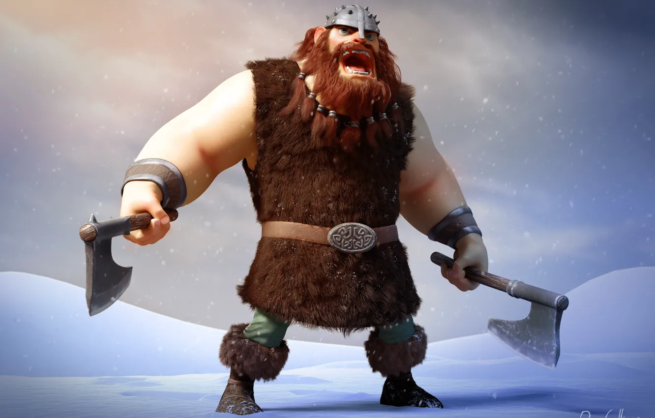 Photo wallpaper winter, snow, art, The Vikings, rico cilliers, Ready for Anything