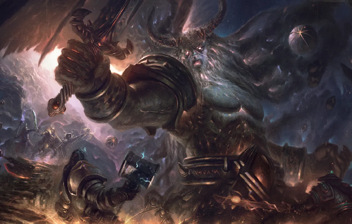 Photo wallpaper World of Warcraft, warcraft, art, orc, titan, sargeras