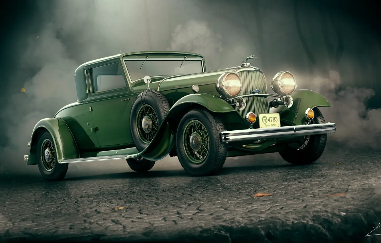 Photo wallpaper smoke, car, 1932 Lincoln KB Coupe