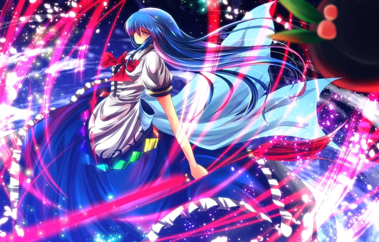 Photo wallpaper look, girl, weapons, magic, Hinanawi Tenshi, art, nekominase