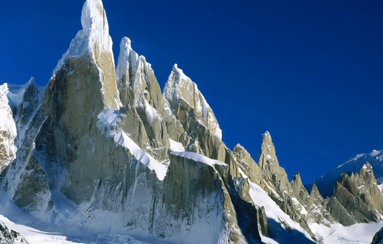 Photo wallpaper the sky, snow, mountains, photo, rocks