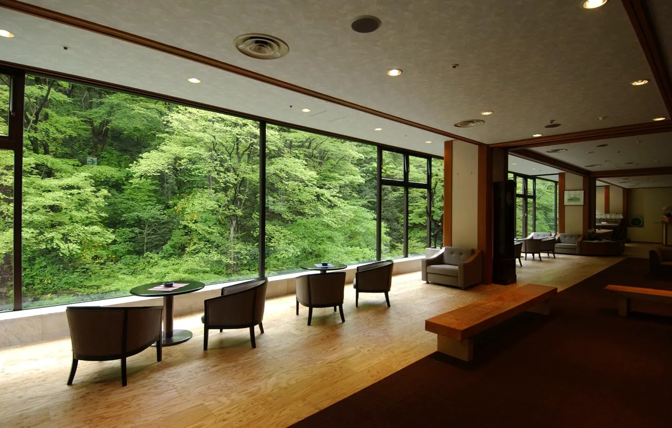 Photo wallpaper Windows, interior, cafe, restaurant