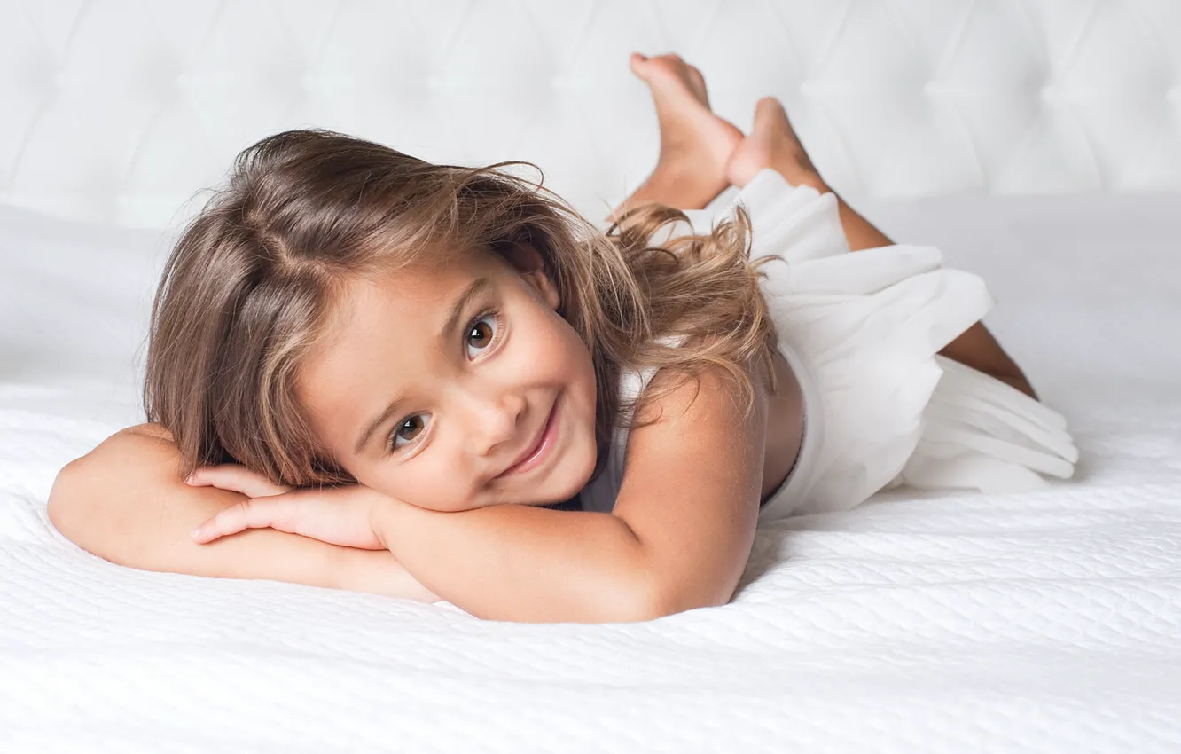 Photo wallpaper white, smile, mood, girl