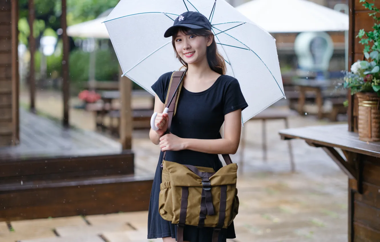 Photo wallpaper smile, umbrella, Asian
