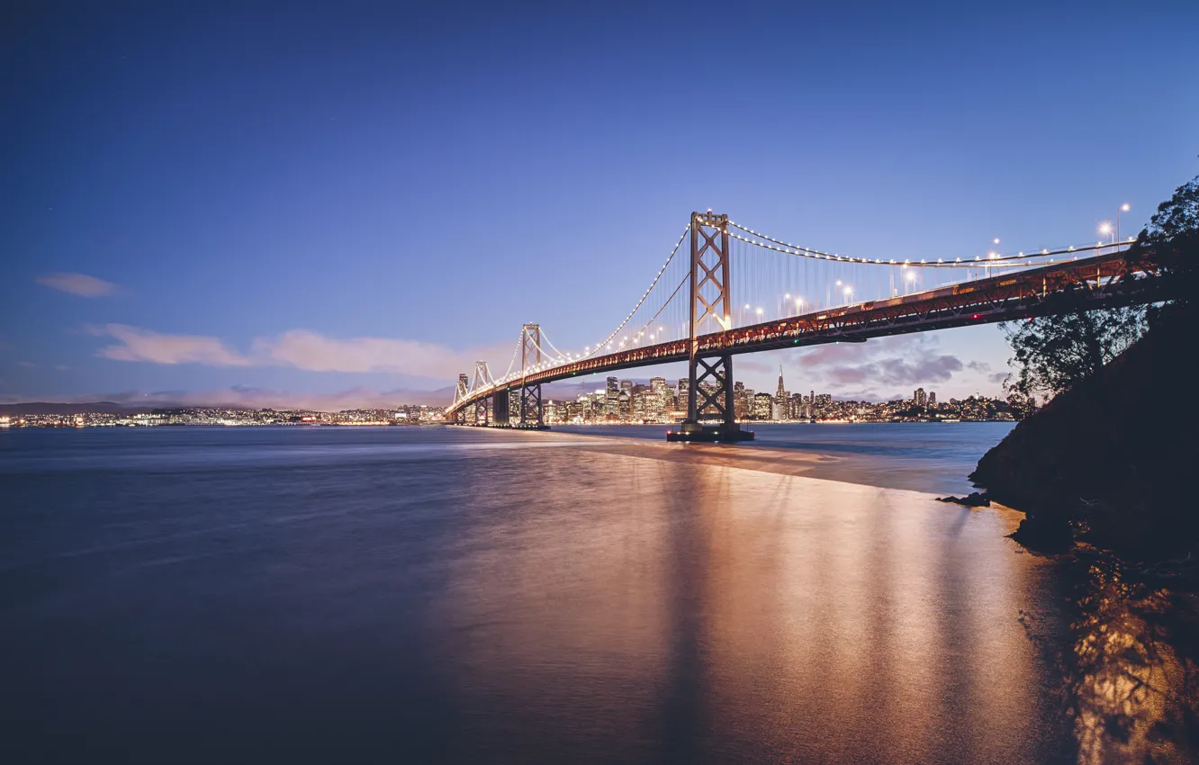 Photo wallpaper bridge, the city, Strait, river, Golden Gate Bridge, California, San Francisco, USА