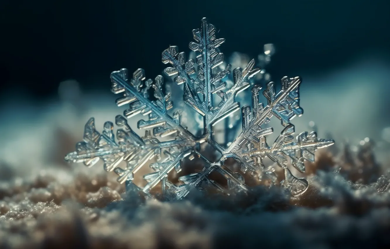 Photo wallpaper winter, macro, snow, snowflakes, Shine, new year, Christmas, crystals