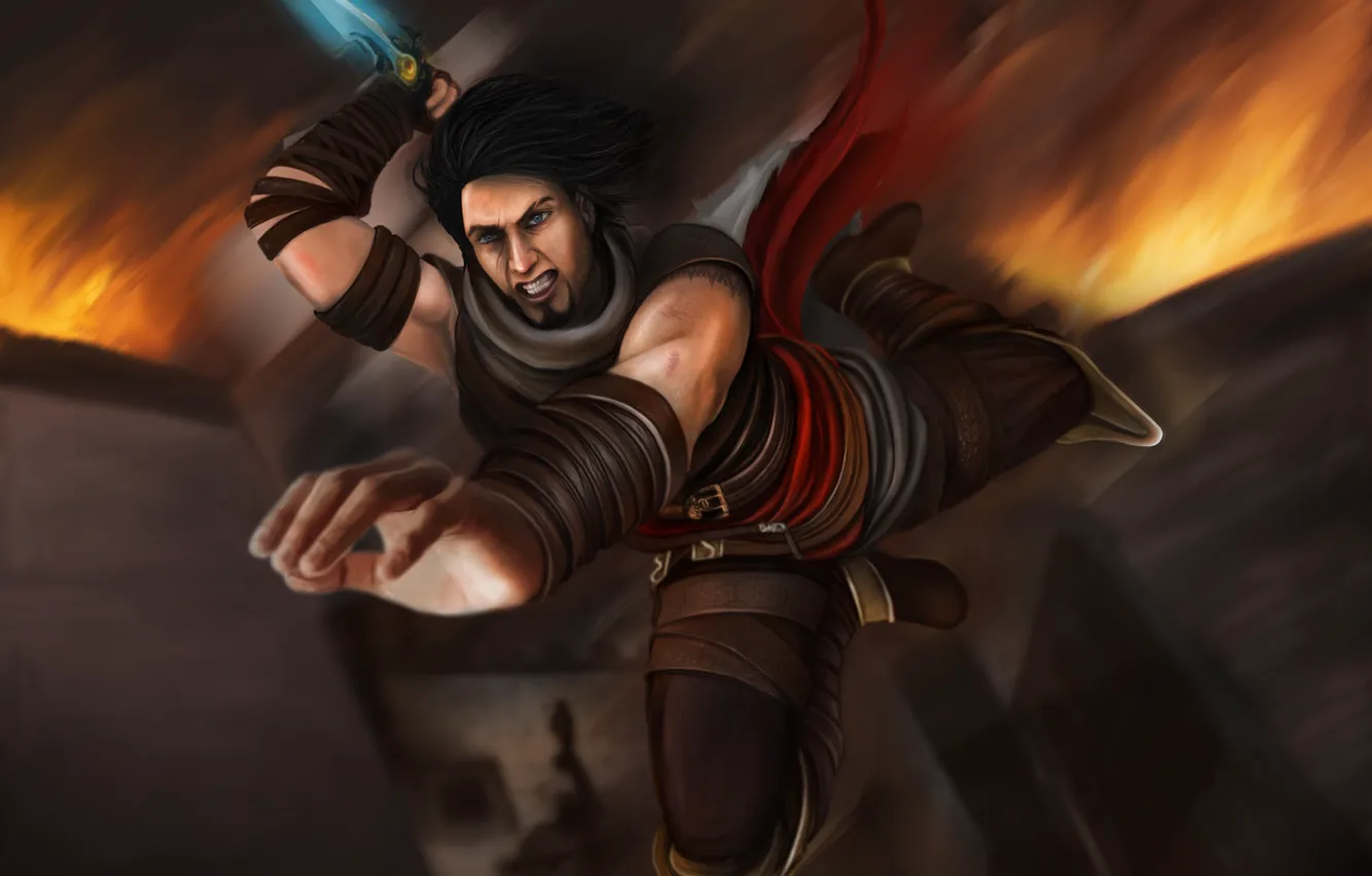 Photo wallpaper jump, knife, fan art, prince of persia: warrior within, prince of persia the two thrones, …