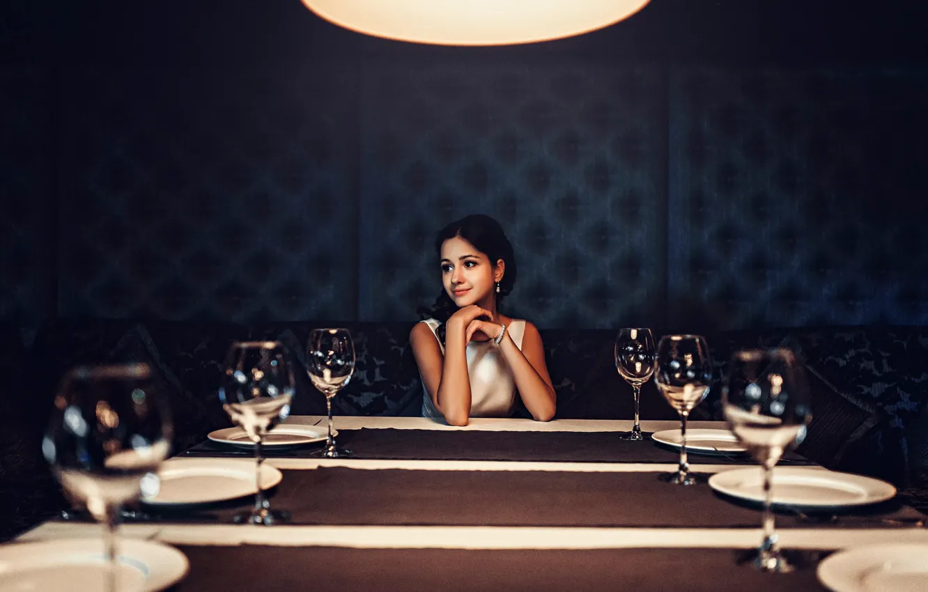 Photo wallpaper smile, waiting, the bride, Masha, wedding table