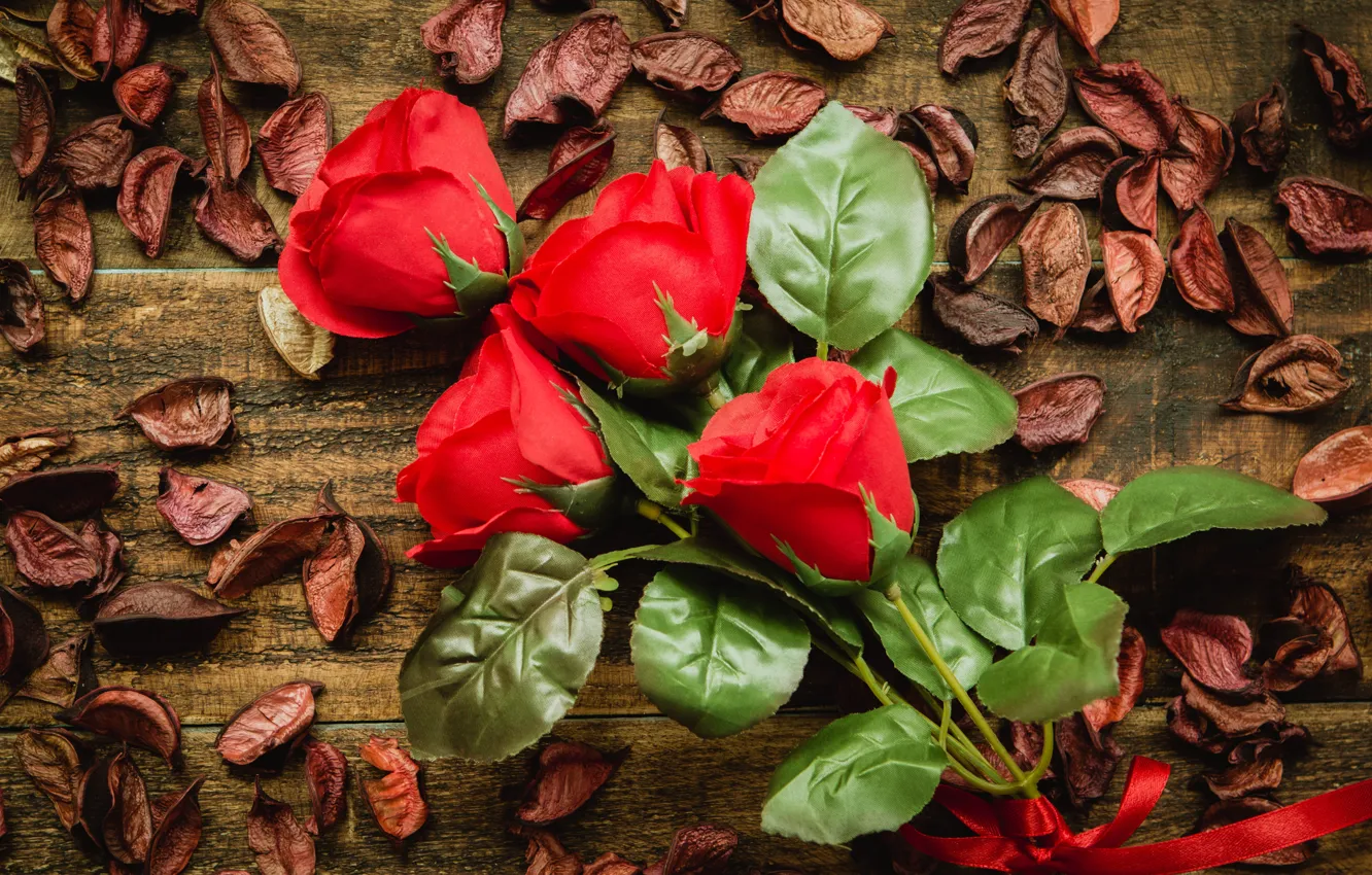 Photo wallpaper flowers, roses, bouquet, petals