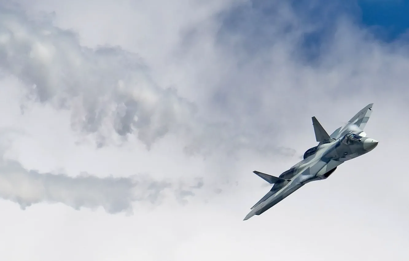 Photo wallpaper PAK-FA, Videoconferencing Russia, Su-57, the fifth generation aircraft