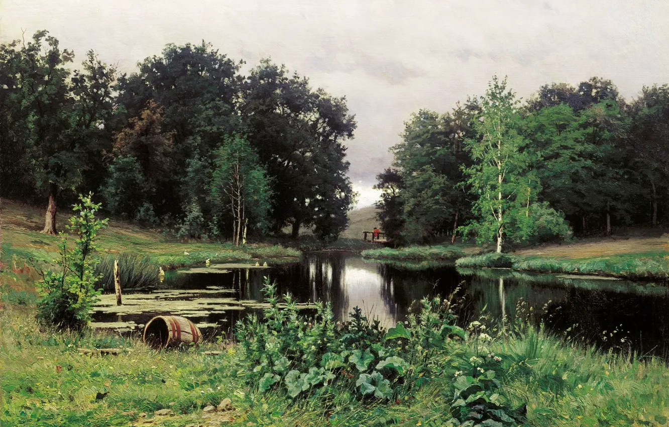 Photo wallpaper summer, nature, Volkov, Efim Efimovich, Landscape with a pond