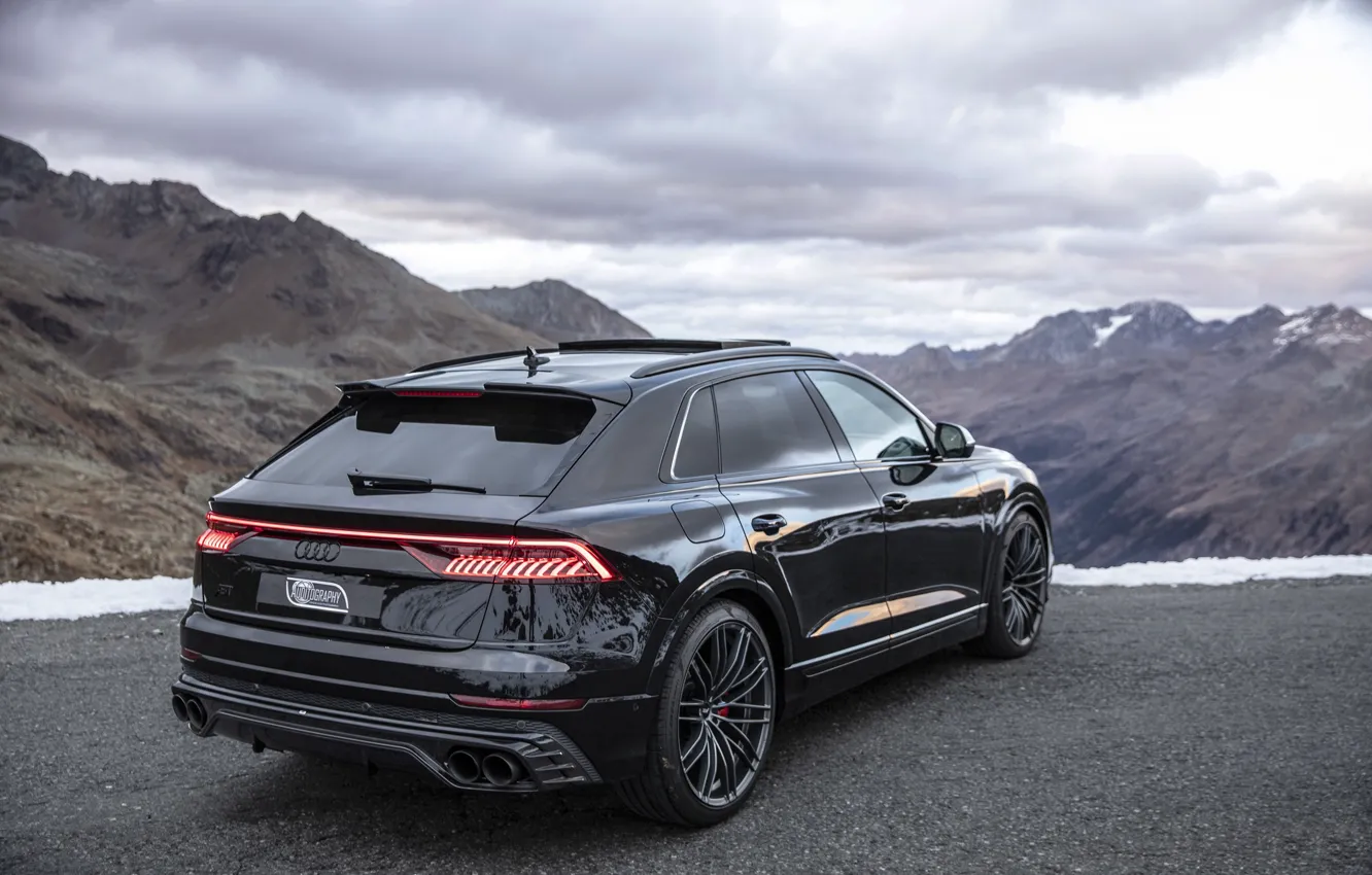 Photo wallpaper mountains, Audi, TDI, rear view, crossover, ABBOT, 2019, SQ8