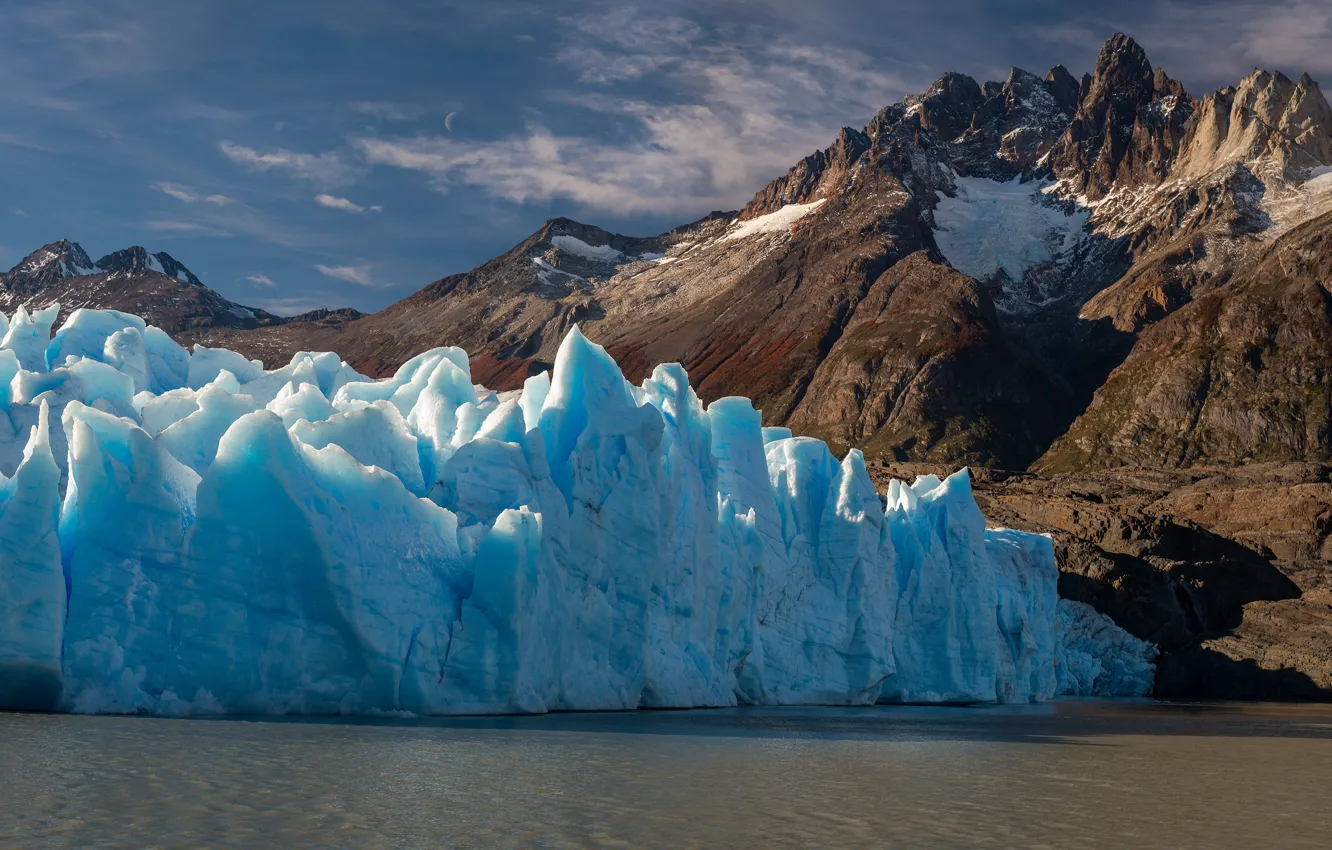 Photo wallpaper ice, mountains, nature, ice, glacier, ice, pond, Chile