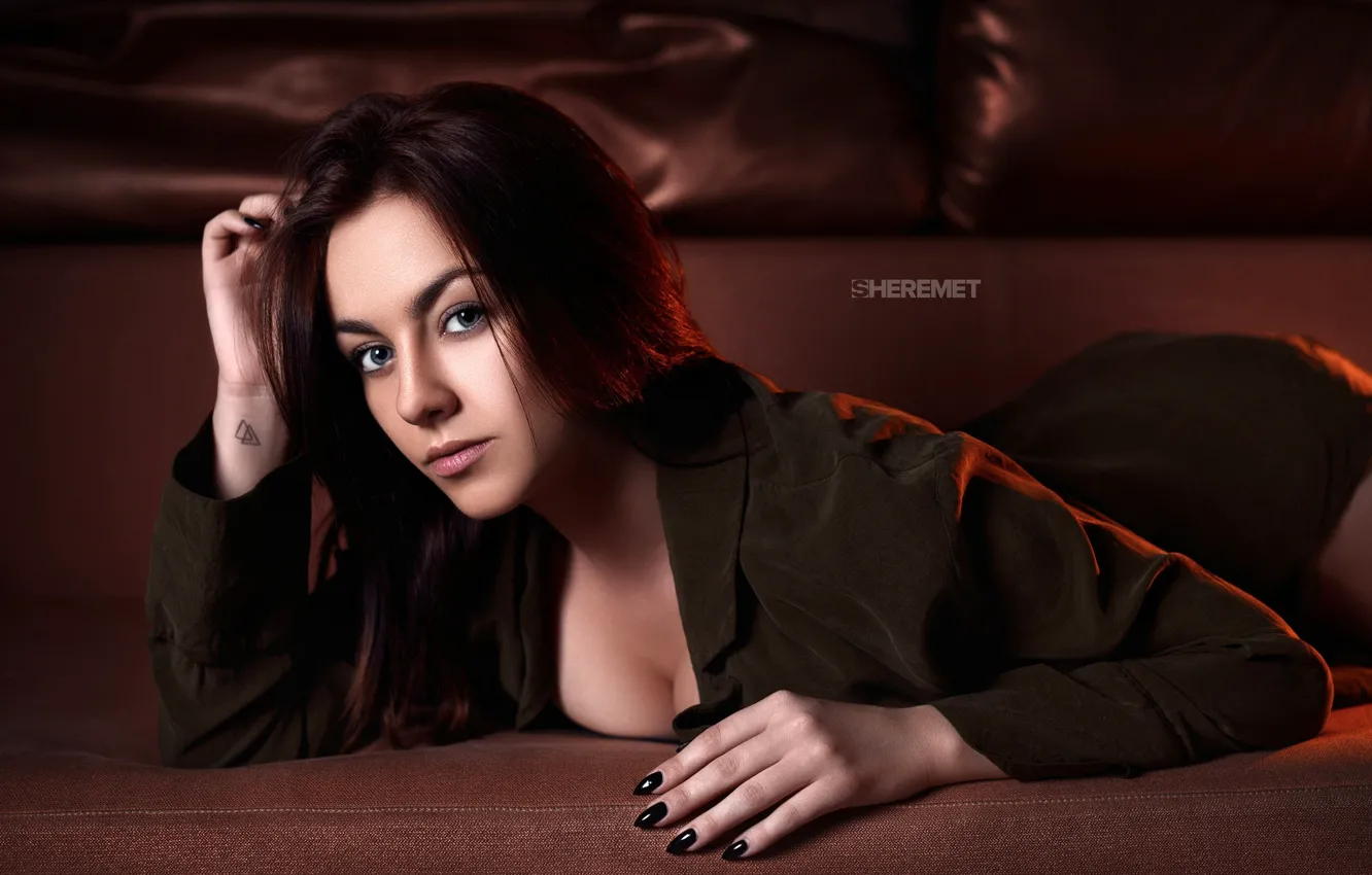 Photo wallpaper look, sexy, pose, model, portrait, makeup, hairstyle, lies