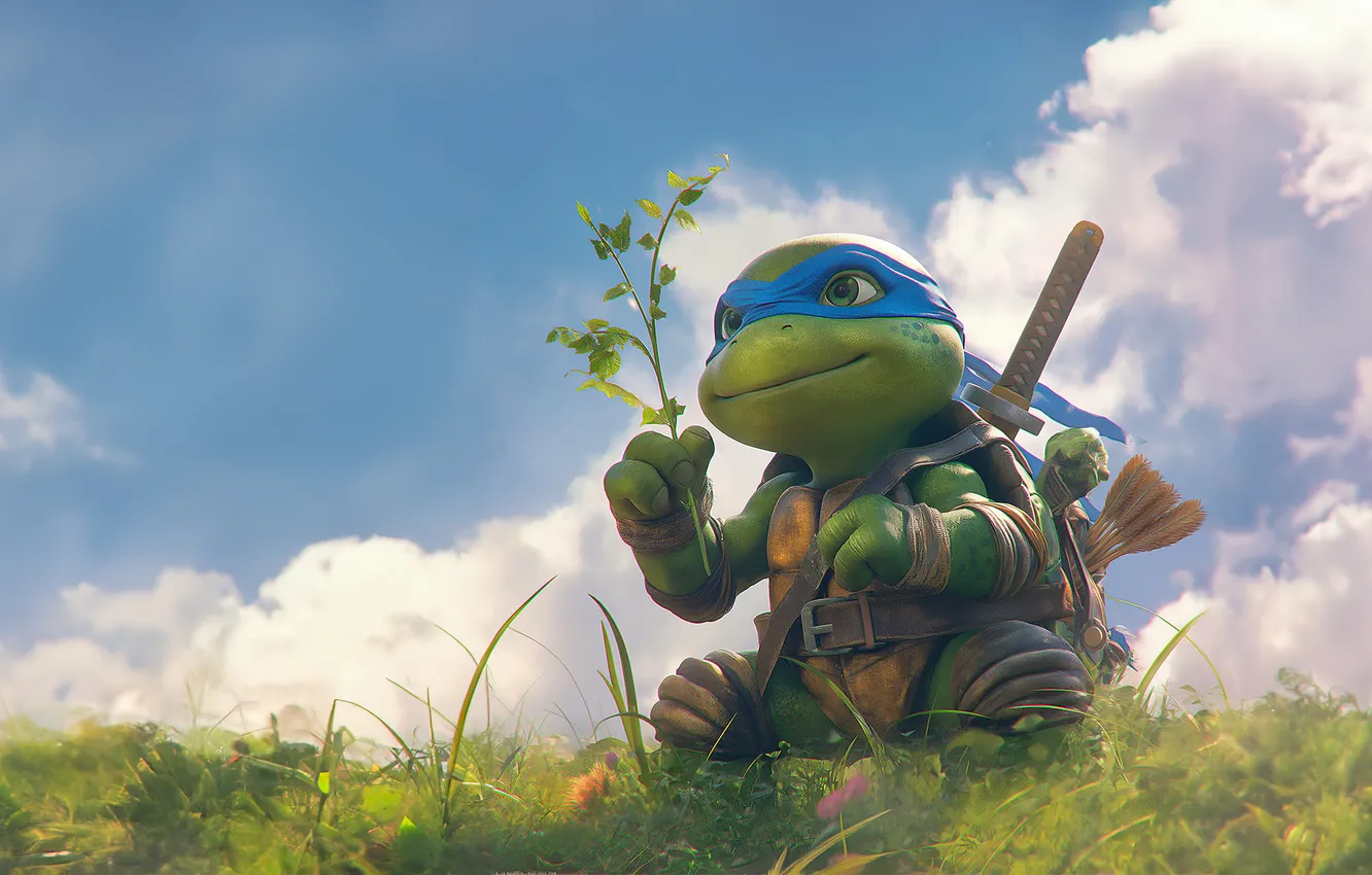 Photo wallpaper TMNT, Leonardo, ninja turtle, AI Art, Cute art