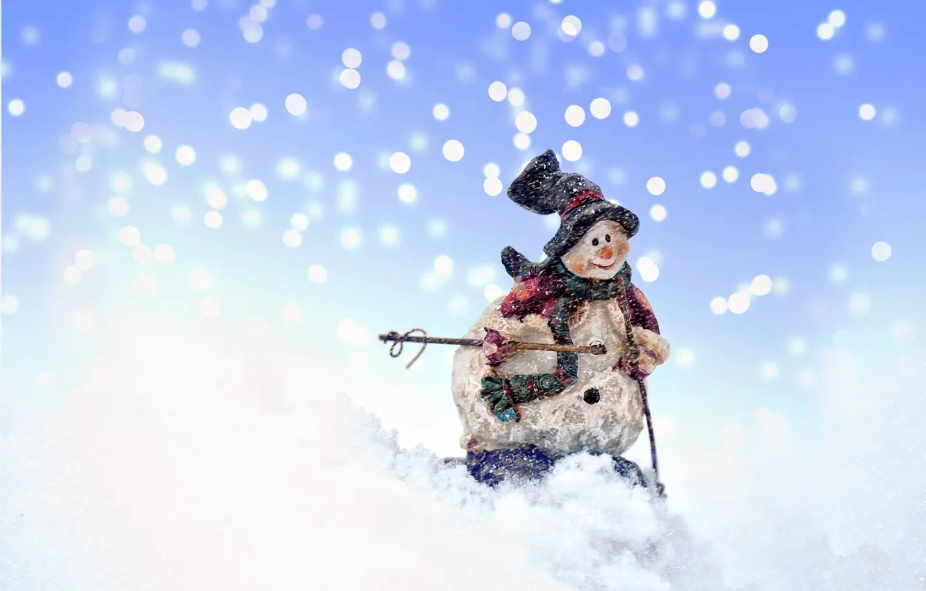 Photo wallpaper snow, New Year, Christmas, snowman, Christmas, New Year, Xmas, Merry