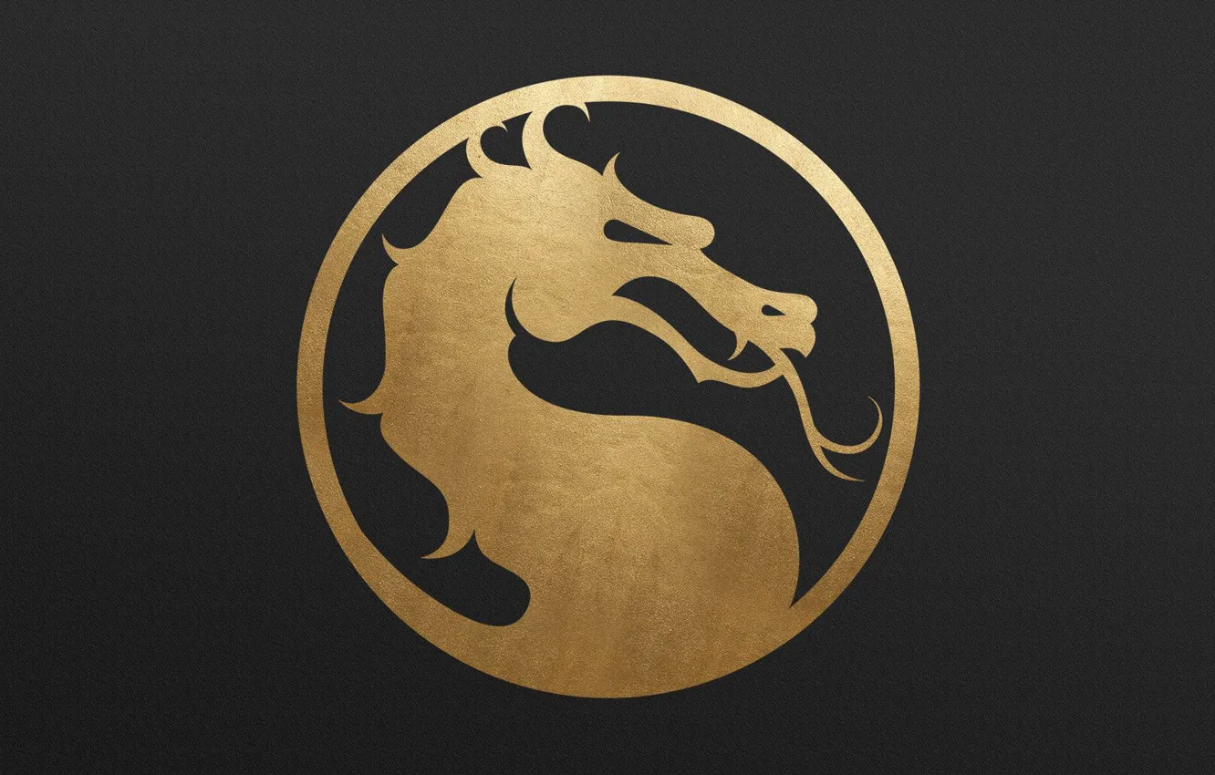 Photo wallpaper logo, gold, dragon, metall, Mortal Kombat 11