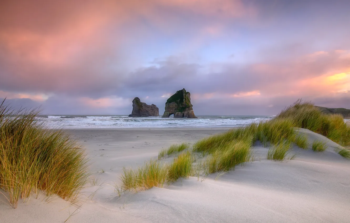 Photo wallpaper sea, shore, New Zealand