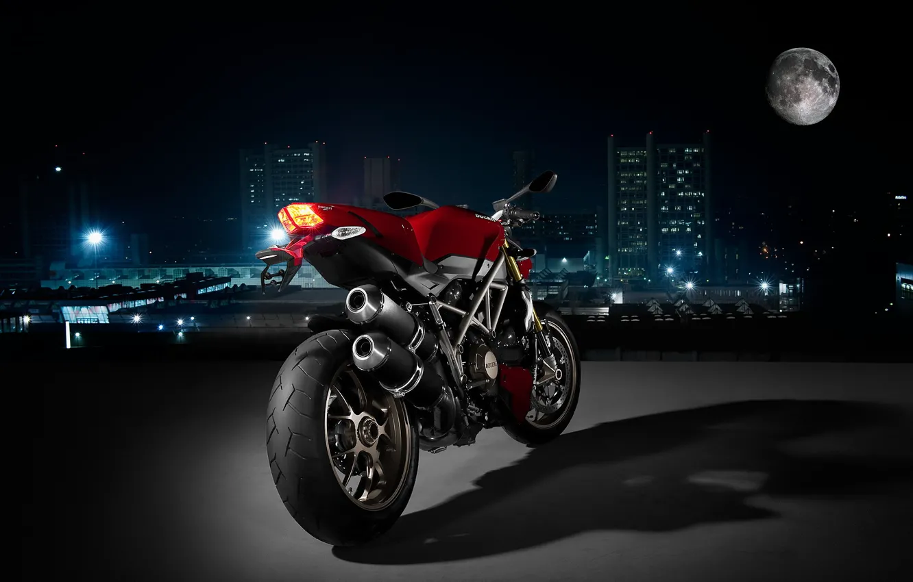 Photo wallpaper the city, Moto, Night, Ducati