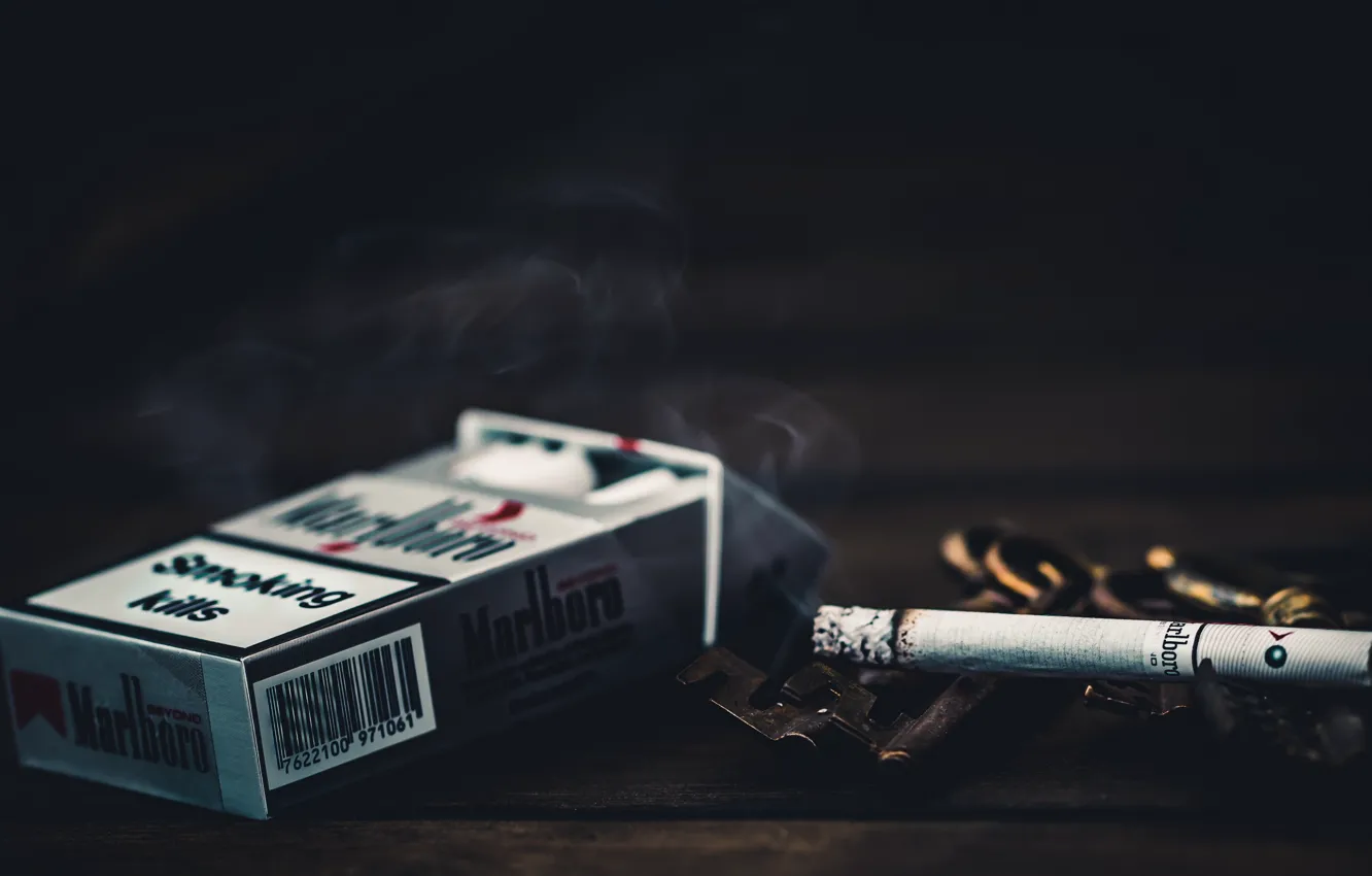 Photo wallpaper macro, cigarette, Smoking kills