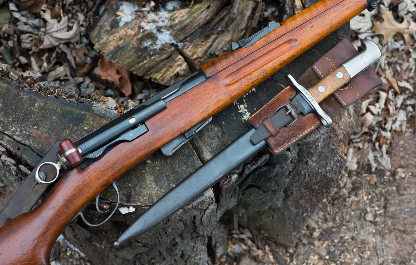 Photo wallpaper rifle, bayonet knife, 1928, Swiss K11