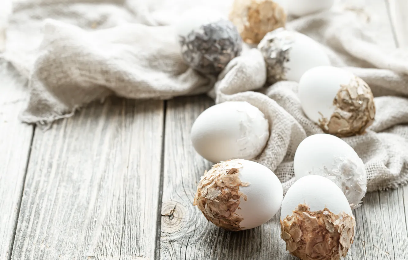 Photo wallpaper holiday, Board, eggs, spring, Easter, tulips, fabric, burlap