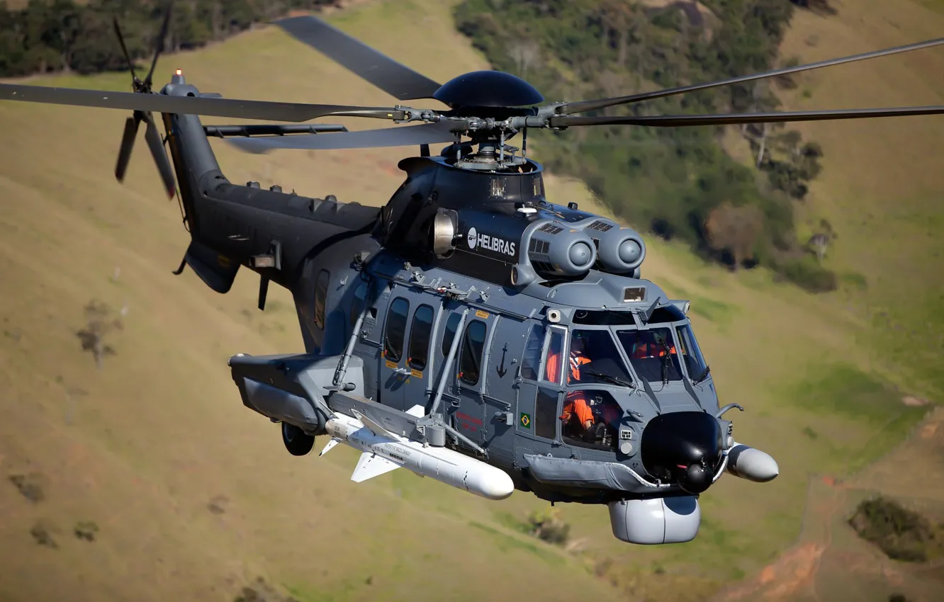 Photo wallpaper Helicopter, Airbus, Airbus Helicopters, H225, Airbus Helicopters H225M, RCC, MBDA, AM39 Exocet