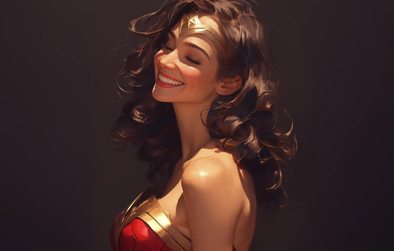 Photo wallpaper woman, smile, cute, Wonder