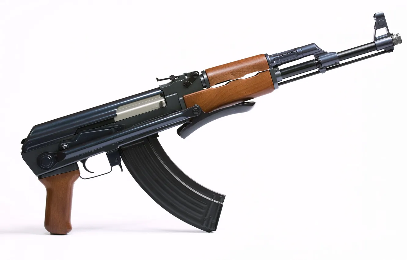 Photo wallpaper white, weapons, background, machine, trunk, Kalashnikov, The AKS-47, folding