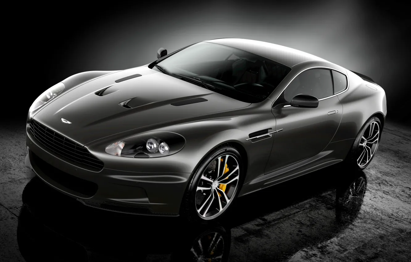 Photo wallpaper reflection, black, Aston Martin, DBS, supercar, twilight, Ultimate, the front