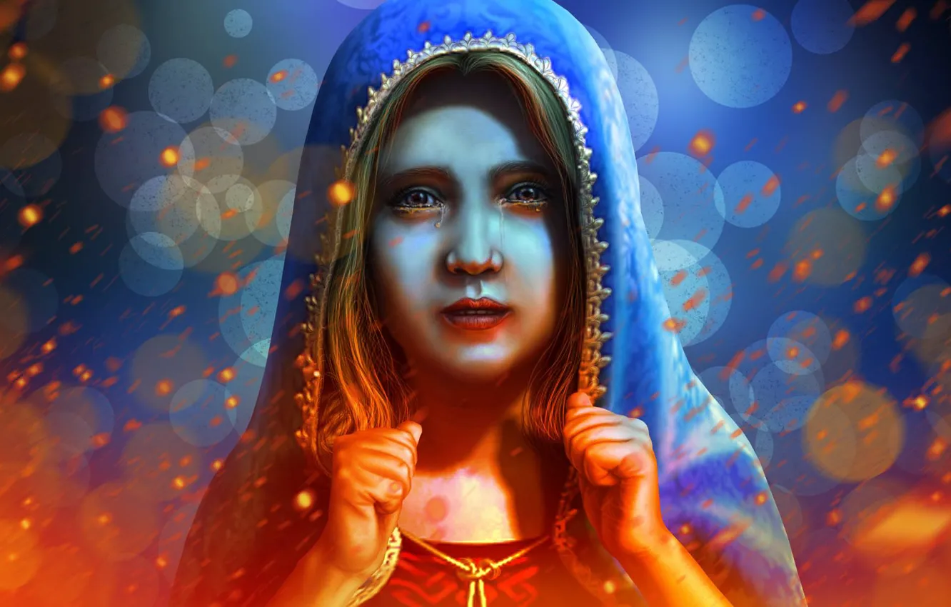 Photo wallpaper tears, girl, Princess, Art Edit, A princess