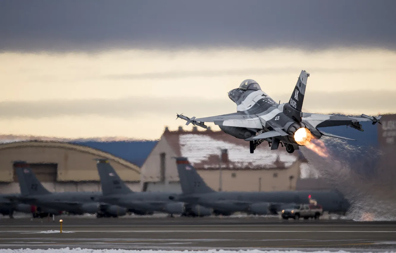 Photo wallpaper fighter, F-16, Fighting Falcon, multipurpose, "Fighting Falcon"