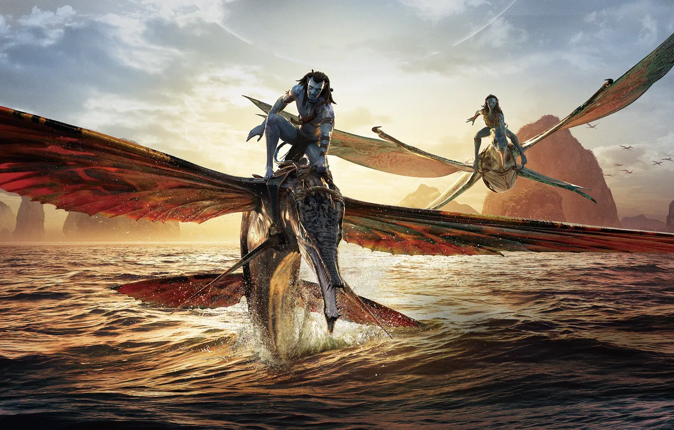 Photo wallpaper the ocean, fantasy, two, front, Neytiri, action, Zoe Saldana, Zoe Saldana