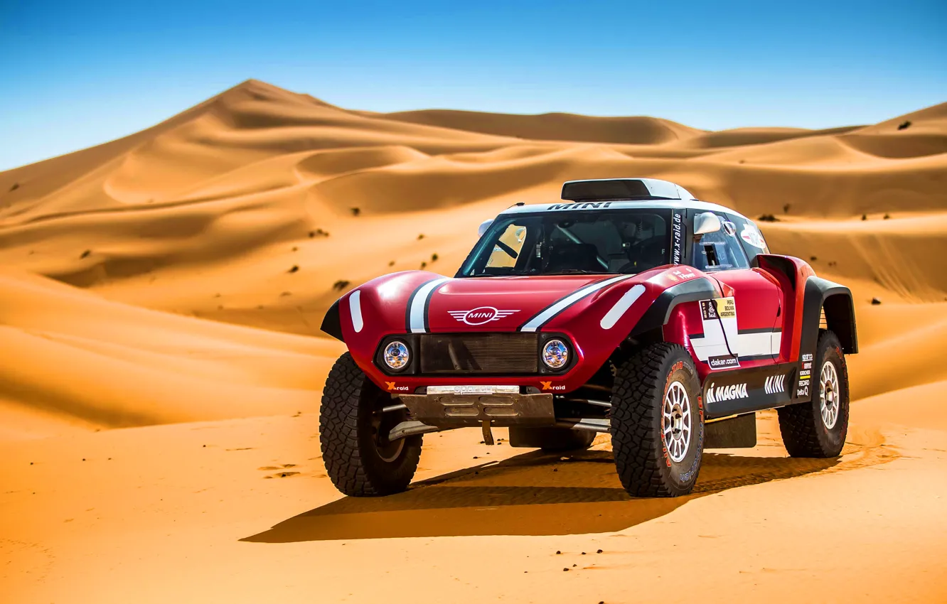 Photo wallpaper Sand, Auto, Mini, Sport, Desert, Machine, Rally, Dakar