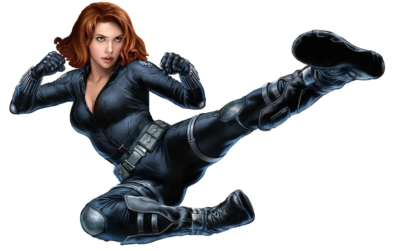 Photo wallpaper Scarlett Johansson, pose, Black Widow, Avengers, Martial Arts