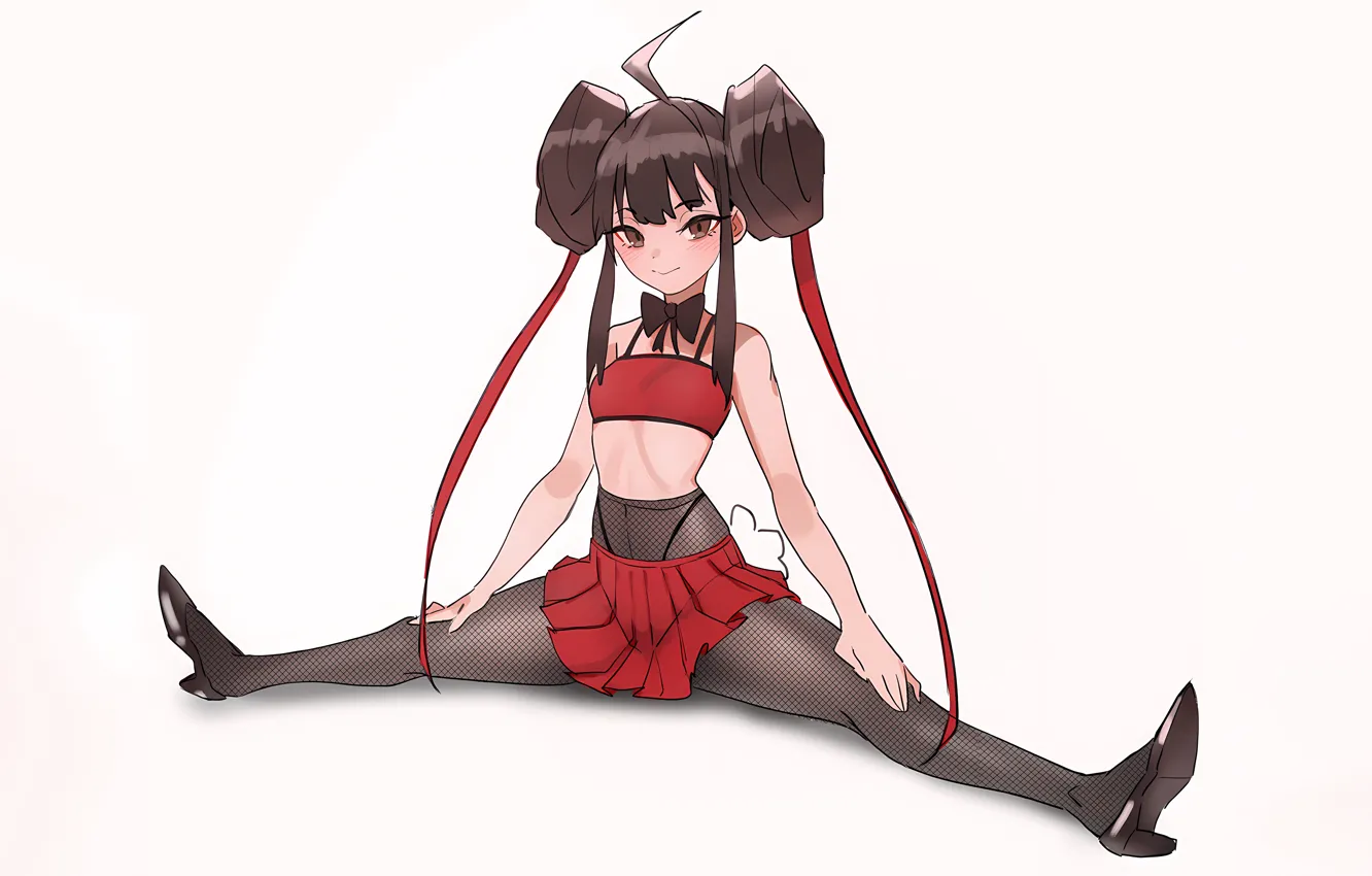 Photo wallpaper girl, sexy, long hair, legs, brown hair, brown eyes, anime, beautiful