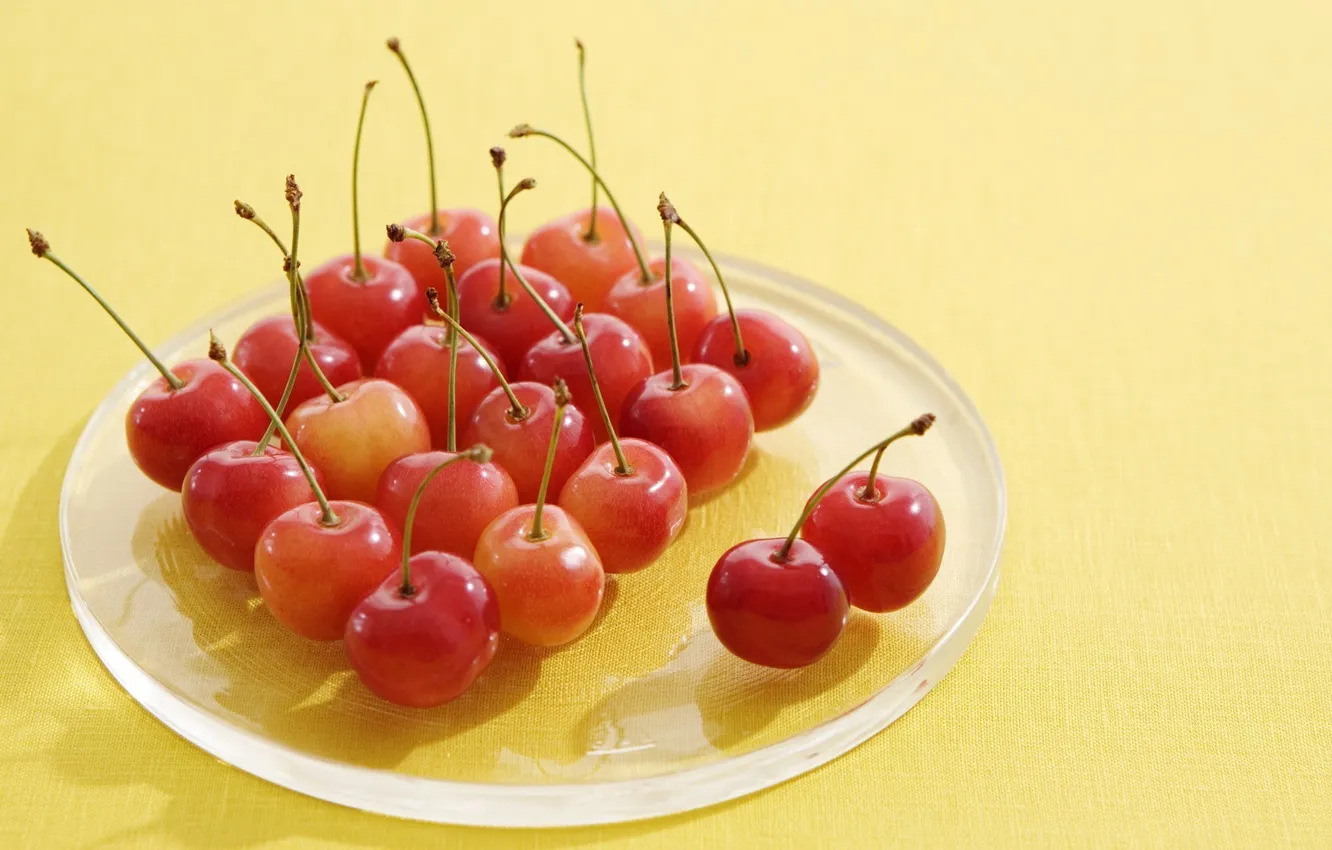 Photo wallpaper Wallpaper, plate, cherry